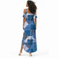 African American Quilt Inspired Summer Maxi Dress Wild Animal Skin African Blue Tribal Elements