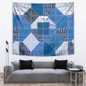 African American Quilt Inspired Tapestry Wild Animal Skin African Blue Tribal Elements