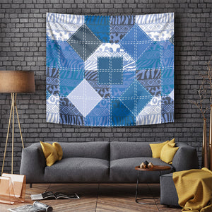 African American Quilt Inspired Tapestry Wild Animal Skin African Blue Tribal Elements