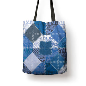 African American Quilt Inspired Tote Bag Wild Animal Skin African Blue Tribal Elements