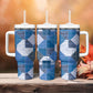 African American Quilt Inspired Tumbler With Handle Wild Animal Skin African Blue Tribal Elements
