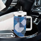 African American Quilt Inspired Tumbler With Handle Wild Animal Skin African Blue Tribal Elements