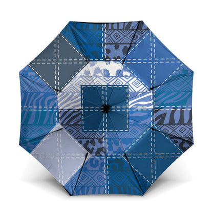 African American Quilt Inspired Umbrella Wild Animal Skin African Blue Tribal Elements