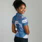 African American Quilt Inspired Women Polo Shirt Wild Animal Skin African Blue Tribal Elements