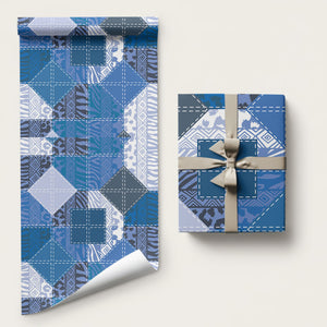 African American Quilt Inspired Wrapping Paper Wild Animal Skin African Blue Tribal Elements