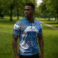 African American Quilt Inspired Zipper Polo Shirt Wild Animal Skin African Blue Tribal Elements