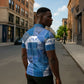 African American Quilt Inspired Zipper Polo Shirt Wild Animal Skin African Blue Tribal Elements
