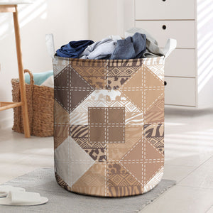 African American Quilt Inspired Laundry Basket Wild Animal Skin African Beige Tribal Elements