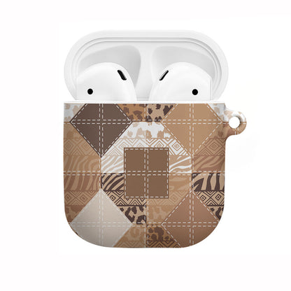 African American Quilt Inspired AirPods Case Wild Animal Skin African Beige Tribal Elements