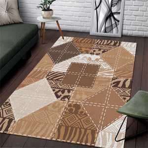 African American Quilt Inspired Area Rug Wild Animal Skin African Beige Tribal Elements