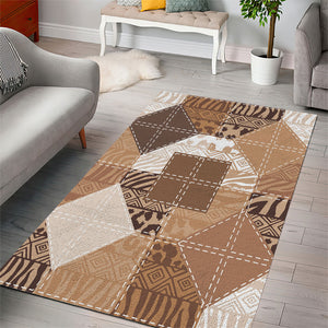 African American Quilt Inspired Area Rug Wild Animal Skin African Beige Tribal Elements