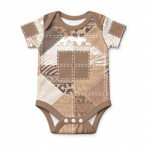 African American Quilt Inspired Baby Onesie Wild Animal Skin African Beige Tribal Elements
