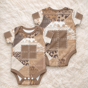 African American Quilt Inspired Baby Onesie Wild Animal Skin African Beige Tribal Elements