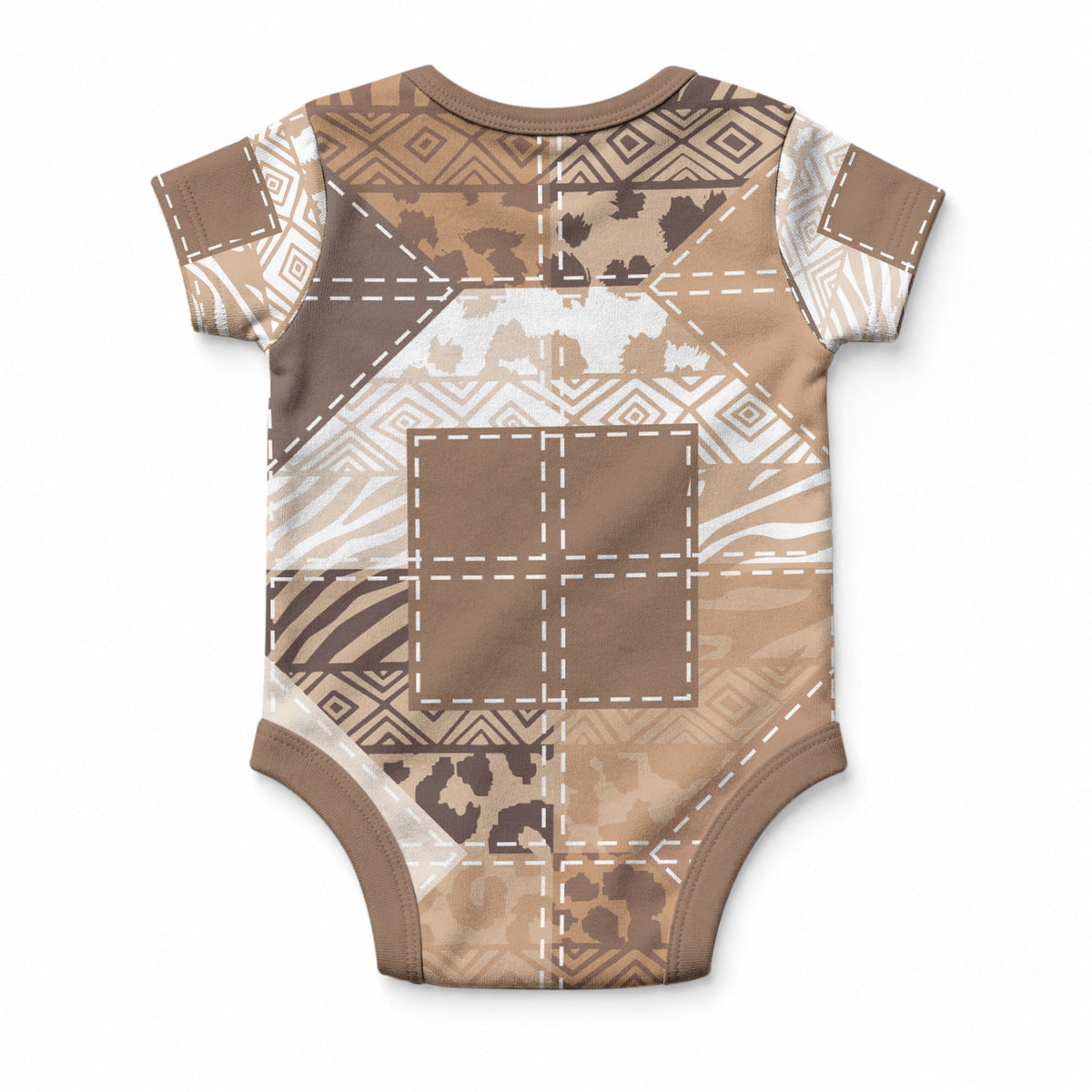 African American Quilt Inspired Baby Onesie Wild Animal Skin African Beige Tribal Elements