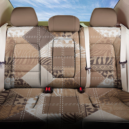 African American Quilt Inspired Back Car Seat Cover Wild Animal Skin African Beige Tribal Elements