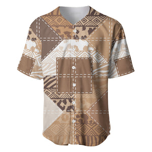 African American Quilt Inspired Baseball Jersey Wild Animal Skin African Beige Tribal Elements