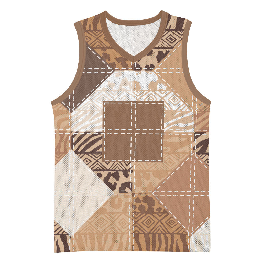 African American Quilt Inspired Basketball Jersey Wild Animal Skin African Beige Tribal Elements