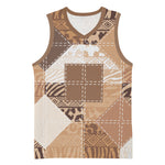 African American Quilt Inspired Basketball Jersey Wild Animal Skin African Beige Tribal Elements