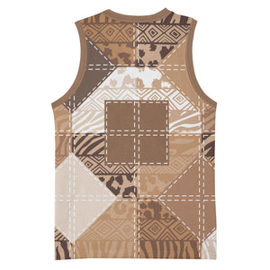 African American Quilt Inspired Basketball Jersey Wild Animal Skin African Beige Tribal Elements