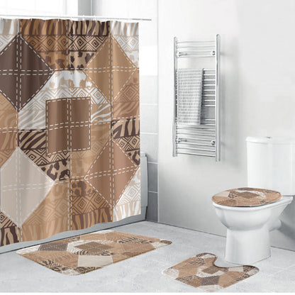 African American Quilt Inspired Bathroom Set Wild Animal Skin African Beige Tribal Elements
