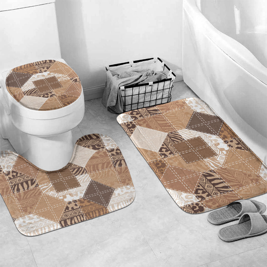 African American Quilt Inspired Bathroom Set Wild Animal Skin African Beige Tribal Elements