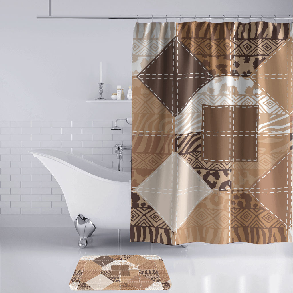 African American Quilt Inspired Bathroom Set Wild Animal Skin African Beige Tribal Elements