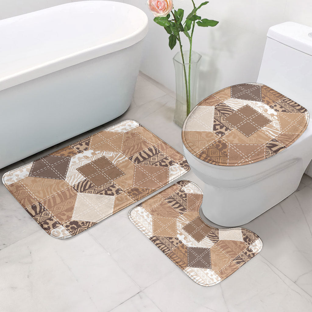 African American Quilt Inspired Bathroom Set Wild Animal Skin African Beige Tribal Elements