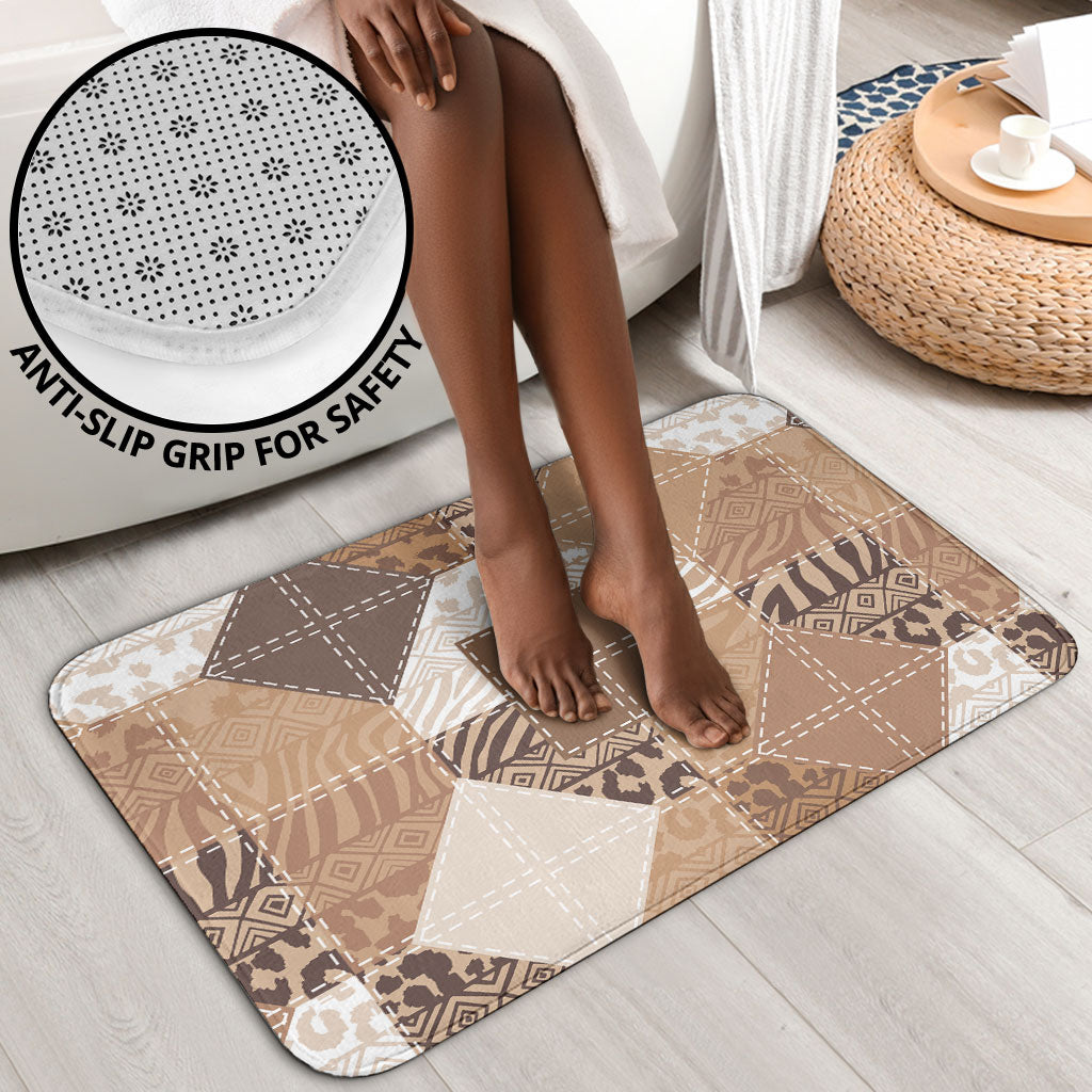 African American Quilt Inspired Bathroom Set Wild Animal Skin African Beige Tribal Elements
