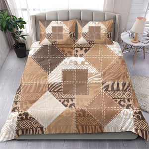 African American Quilt Inspired Bedding Set Wild Animal Skin African Beige Tribal Elements
