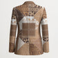 African American Quilt Inspired Blazer Wild Animal Skin African Beige Tribal Elements