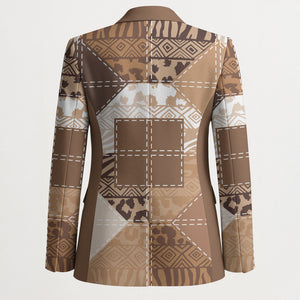 African American Quilt Inspired Blazer Wild Animal Skin African Beige Tribal Elements