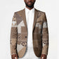 African American Quilt Inspired Blazer Wild Animal Skin African Beige Tribal Elements