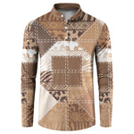African American Quilt Inspired Button Sweatshirt Wild Animal Skin African Beige Tribal Elements
