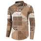 African American Quilt Inspired Button Sweatshirt Wild Animal Skin African Beige Tribal Elements