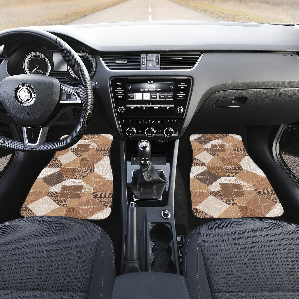 African American Quilt Inspired Car Mats Wild Animal Skin African Beige Tribal Elements