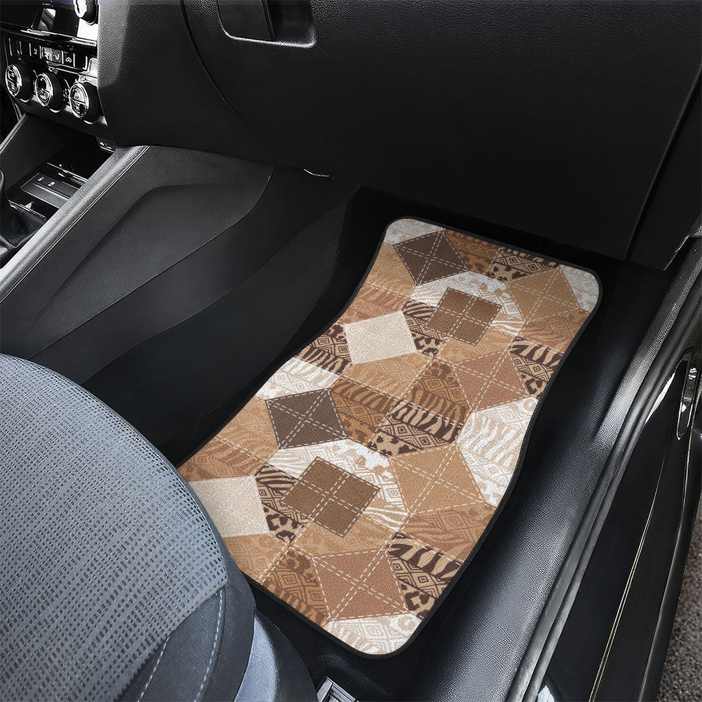 African American Quilt Inspired Car Mats Wild Animal Skin African Beige Tribal Elements