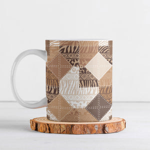 African American Quilt Inspired Ceramic Mug Wild Animal Skin African Beige Tribal Elements