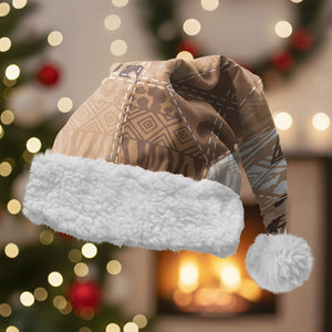 African American Quilt Inspired Christmas Santa Hat Wild Animal Skin African Beige Tribal Elements