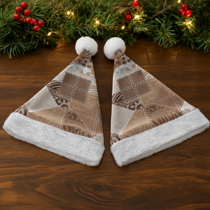 African American Quilt Inspired Christmas Santa Hat Wild Animal Skin African Beige Tribal Elements