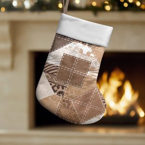 African American Quilt Inspired Christmas Stocking Wild Animal Skin African Beige Tribal Elements
