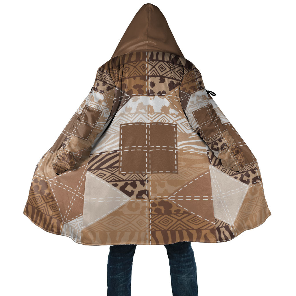 African American Quilt Inspired Cloak Wild Animal Skin African Beige Tribal Elements