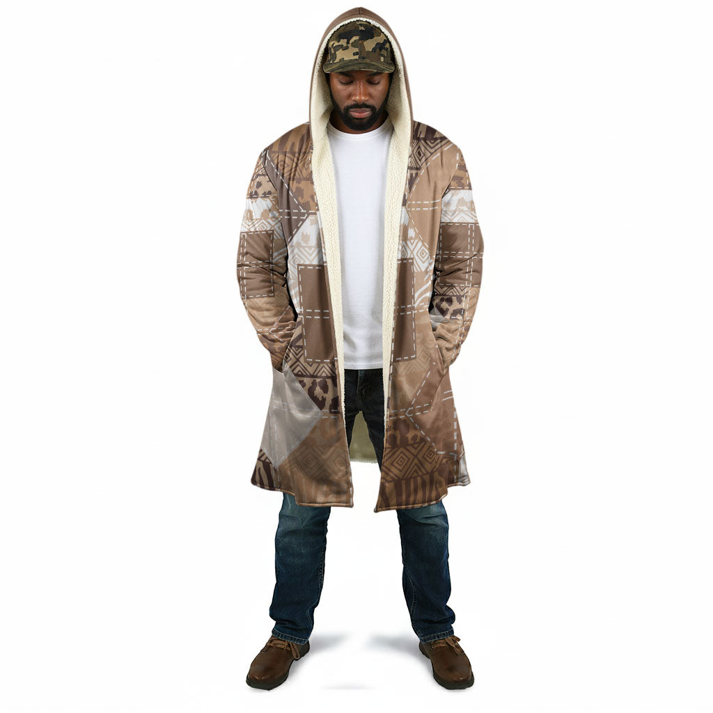 African American Quilt Inspired Cloak Wild Animal Skin African Beige Tribal Elements