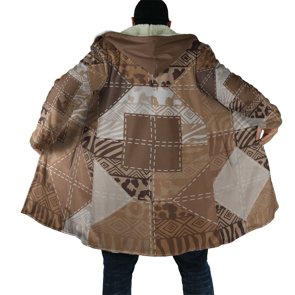 African American Quilt Inspired Cloak Wild Animal Skin African Beige Tribal Elements