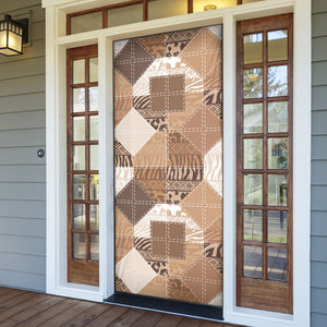 African American Quilt Inspired Door Cover Wild Animal Skin African Beige Tribal Elements