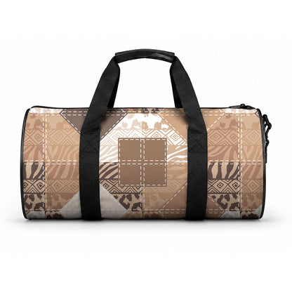 African American Quilt Inspired Duffle Bag Wild Animal Skin African Beige Tribal Elements