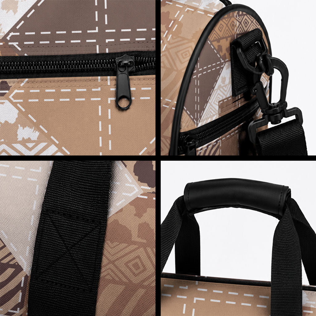 African American Quilt Inspired Duffle Bag Wild Animal Skin African Beige Tribal Elements