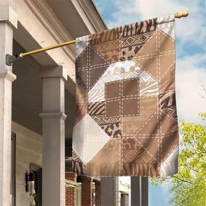 African American Quilt Inspired Garden Flag Wild Animal Skin African Beige Tribal Elements