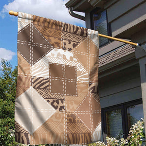 African American Quilt Inspired Garden Flag Wild Animal Skin African Beige Tribal Elements