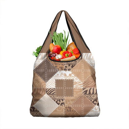 African American Quilt Inspired Grocery Bag Wild Animal Skin African Beige Tribal Elements