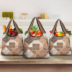 African American Quilt Inspired Grocery Bag Wild Animal Skin African Beige Tribal Elements